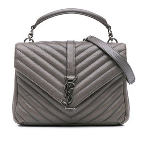 Pre-Loved Saint Laurent Medium Quilted Chevron Sheepskin College Satchel
